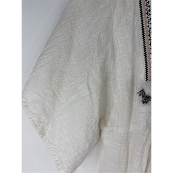 J Crew Tunic XXS Embroidered Top Beach Cover Up With Tassels Beaded - Picture 6 of 9
